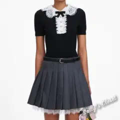 ❤️26秋新作 新品♡ SelfPortrait 黒レースニットトップス♡　K50のサムネイル