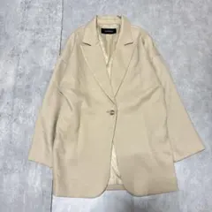 【美品】ジーナシス テーラードジャケット ベージュ フリー　秋冬　ゆったり　長袖