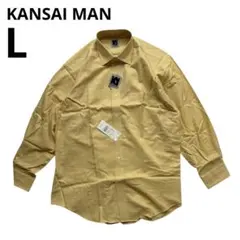 【37】タグ付き KANSAI MAN 長袖ドレスシャツ ペールイエロー Lのサムネイル