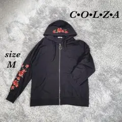 C•O•L•Z•A コルザ (M) フルジップパーカー 花刺繍 ブラック