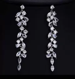 ピアス ロングピアス シルバー キュービックジルコニア ウェディング パーティー