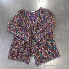 ノーカラー カーディガン 毛