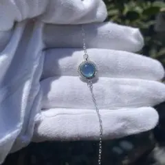 ディープアクアマリン ブレスレット シルバー925