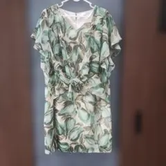 花柄ウエストリボン付き半袖ワンピースfavori