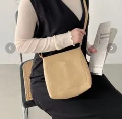 サイドポケット付き PUミニスクエアショルダーバッグ