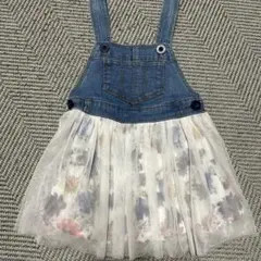 デニムフラワープリントジャンバースカート 95cm