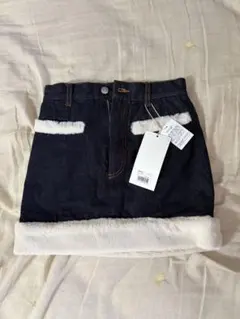 Andmary fur pocket denim skirt S - メルカリ