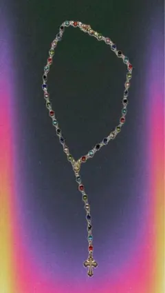 カラフルビーズのロザリオネックレス（ハンドメイド）