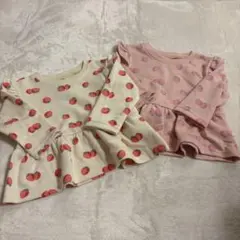 新品　トレーナー　2点セット　裏毛　いちご　ピンク　クリーム　90