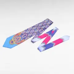 GIANNI VERSACE ネクタイ マルチカラー ブルー系 シルク 総柄