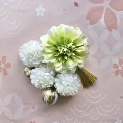 髪飾り　グリーンダリア　6点セット