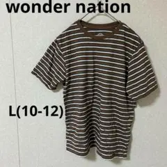 【L】10-12 wonder nation 半袖Tシャツ 茶色　ボーダー柄