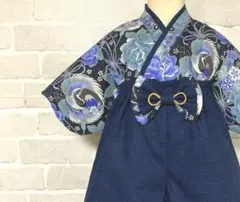 ベビー袴 男の子 70〜80cm 青 龍神百花 チノベージュ B39 - メルカリ