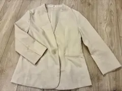 ノーカラー ジャケット ベージュ Mサイズのサムネイル