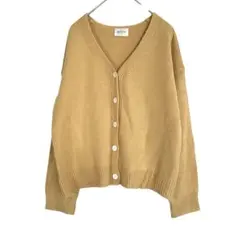 emi+ Vネック リブカーディガン ベージュ フリーサイズ ナチュラル