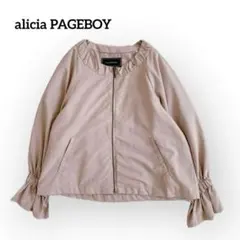 美品◆ページボーイ キャンディスリーブ ノーカラーショートブルゾン【F】ポケット