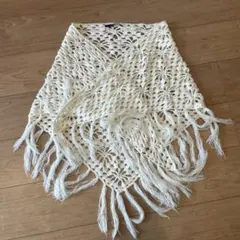 アイボリー レース編み ストール