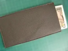 (t74)牛シュリンク革 シンプル縦型お札専用ケース（札入れ）濃茶