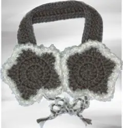 イヤーマフ 星 編み物 イヤーウォーマー 耳あて ハンドメイド モカブラウン