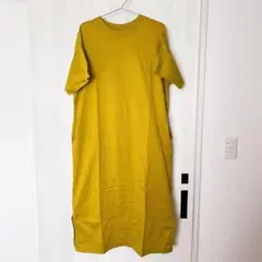 ⭐︎UNIQLO マーセライズコットンロングTワンピース　半袖　イエロー　黄緑