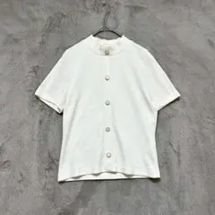 FUN♡半袖リブニット ハイネック ボタン 白 Fのサムネイル