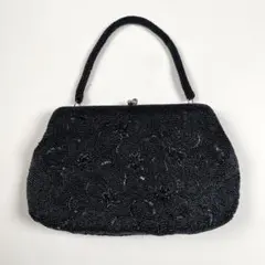 ビーズバッグ ハンドバッグ ブラック 昭和レトロ 古着 パーティーバッグ