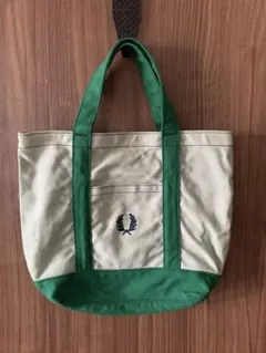 FRED PERRY ミニトートバッグ キャンバス グリーン　レア^_^