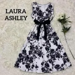 【LAURA ASHLEY 】 ノースリーブワンピース 花柄 リボン Aライン