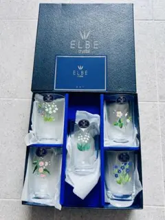 ELBE クリスタル 花柄グラス 5個セット