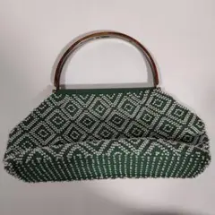 ビーズ装飾ハンドバッグ グリーン