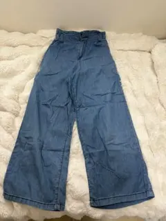 GUライトブルー デニム ワイドパンツ