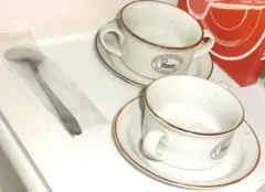 ミスド　スープカップ＆ソーサー　2セット アメリカン　レトロ　ノリタケのサムネイル