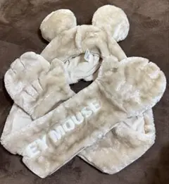 ディズニー　ミッキー　マフラーキャップ　ブラウン