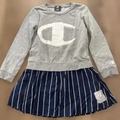 Champion 長袖ワンピース 120サイズ グレー/ネイビー