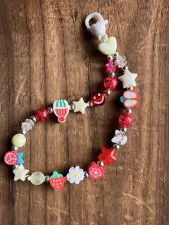 カラフルビーズ スマホストラップ