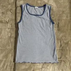 レディース　L タンクトップ　ノースリーブ　トップス　ボーダー　青　白