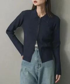 19 URBAN RESEARCH フロントホック カーディガン ネイビーのサムネイル