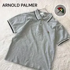 アーノルドパーマー 刺繍ロゴ 半袖 ポロシャツ 綿100% 裾スリット グレー