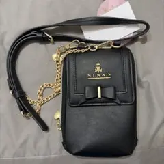 しまむら　青木美沙子　スマホショルダー　ブラック　黒　リボン