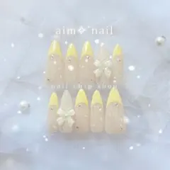 ネイルチップ オーダー フレンチガーリー 量産型 ワンホン 韓国 フレンチ