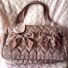 ꒰⑅新品・未使用⑅꒱青木美沙子 ハートキルティングリボン付きハンドバッグ　ピンク