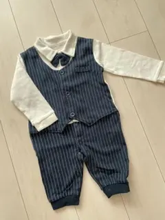 ベビーフォーマルスーツ ロンパース80 ネイビーストライプ