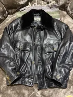 レザー ジャケット ファー付き 黒