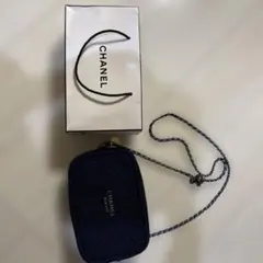 CHANEL ネイビー スパンコール ポーチ2025クリスマス