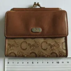 CELINE セリーヌ マカダム柄 がま口 二つ折り財布 ブラウンのサムネイル