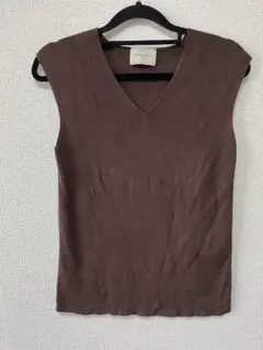 UNITED ARROWS ノースリーブ Vネック ニット ブラウンのサムネイル