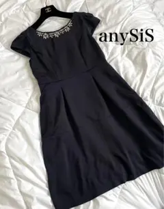 エニシス　ビジュードレス　ワンピース ネイビー　サイズ1(Sサイズ) ひざ丈
