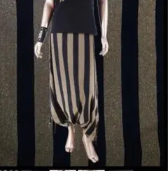 アールロンドン ラミッシュストライプロングモモンガサルエルパンツ