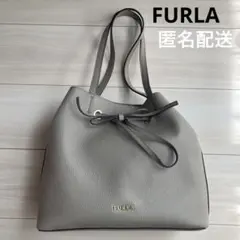 FURLA レザーバッグ　巾着型　グレージュ　トートのサムネイル