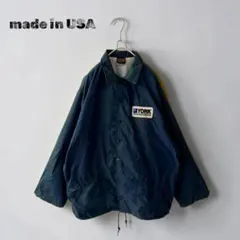 80s-90s USA製★ヴィンテージコーチジャケット ブルーグレー企業ワッペン